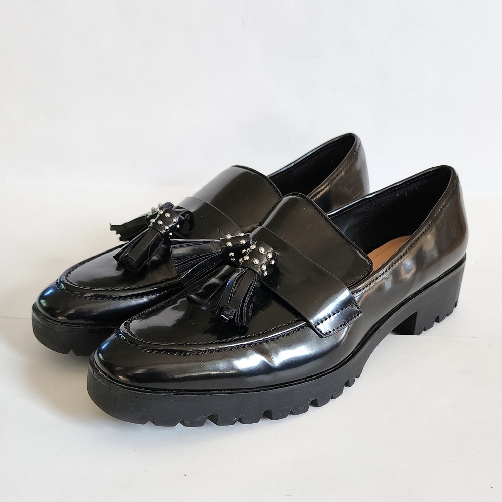Zara black platform tassel loafers Size 9usa 40